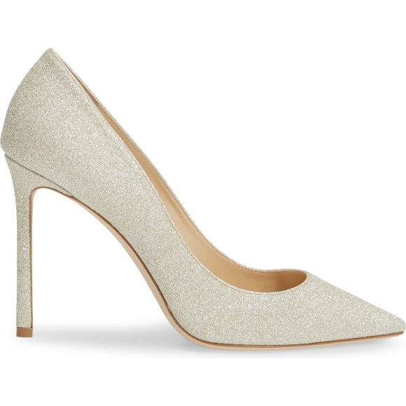 NIB $675 Jimmy Choo Romy Pointed Toe Pump in Platinum Ice Glitter - size 9.5! - Picture 3 of 11